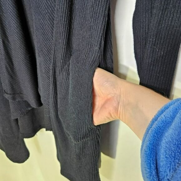 Logo Lounge Lori Goldstein Womens Black Ribbed Open Front Cardigan Sweater S - Picture 10 of 12